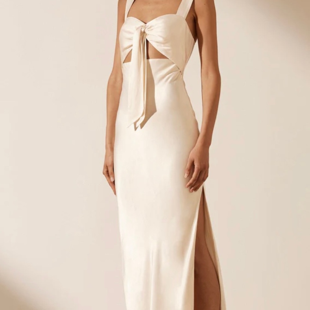 Shona Joy LA Lune Bow Tie Maxi Dress, Size 8, Champagne - worn once, not altered